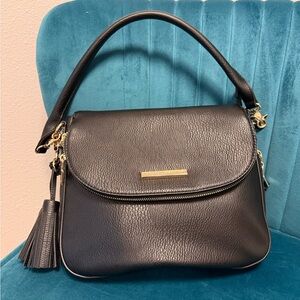 Poppy & Peonies Black Crossbody Bag with Gold Accents